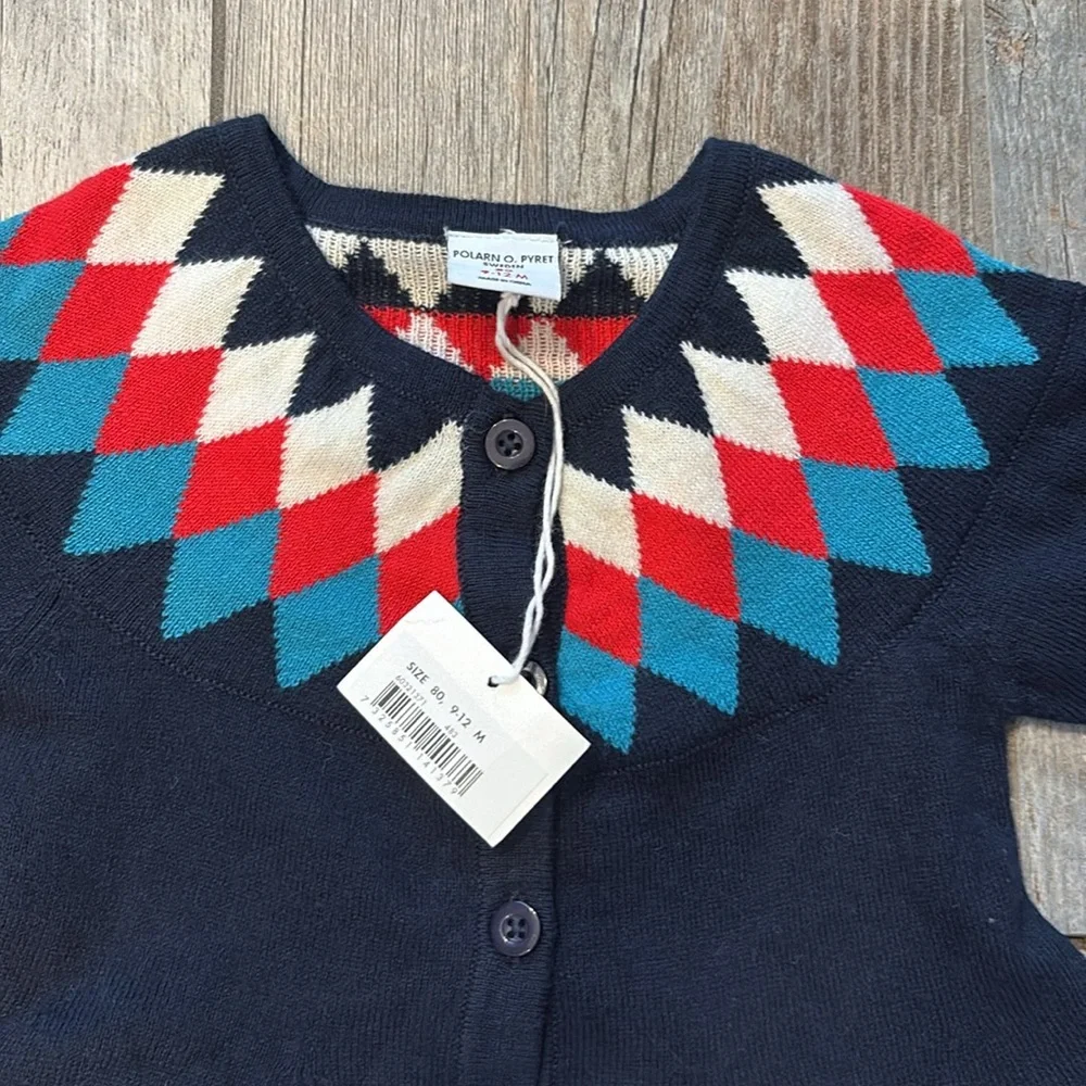 Polarn o pyret Navy Blue Kids Cardigan size 9 to 12 months girls baby